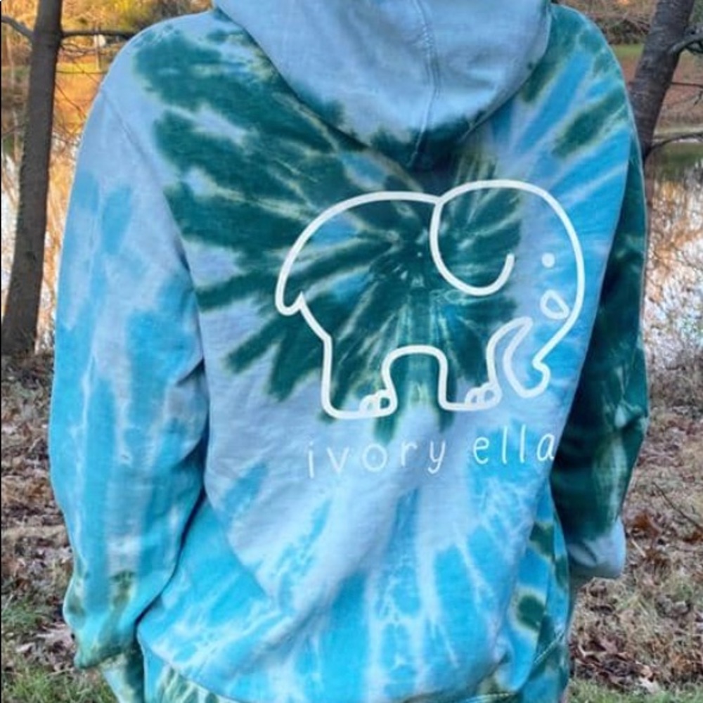 Forever Blue Tie Dye Hoodie and Stretchy Logo Bracelet